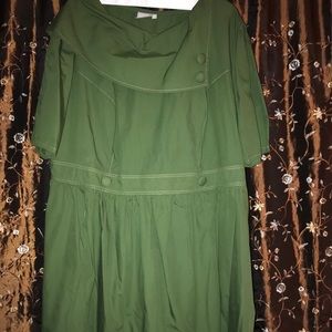 Eshakti Green Portrait Collar MIDI Dress
